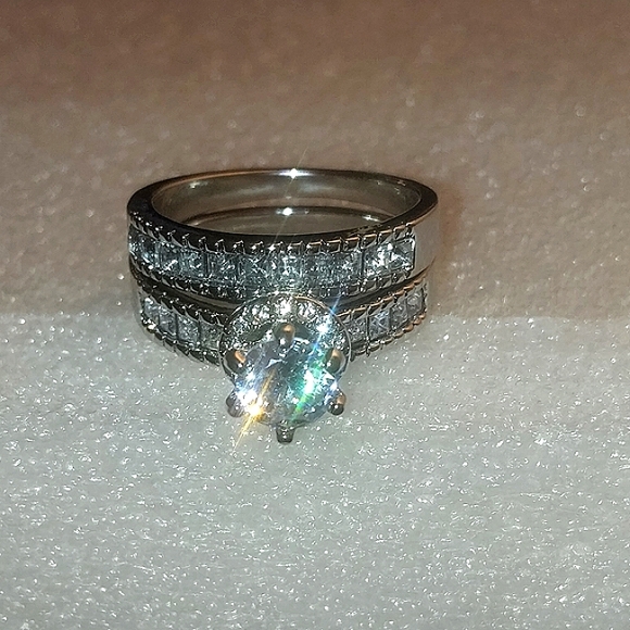 Ladies  iced out wedding anniversary engagement set - Picture 5 of 8